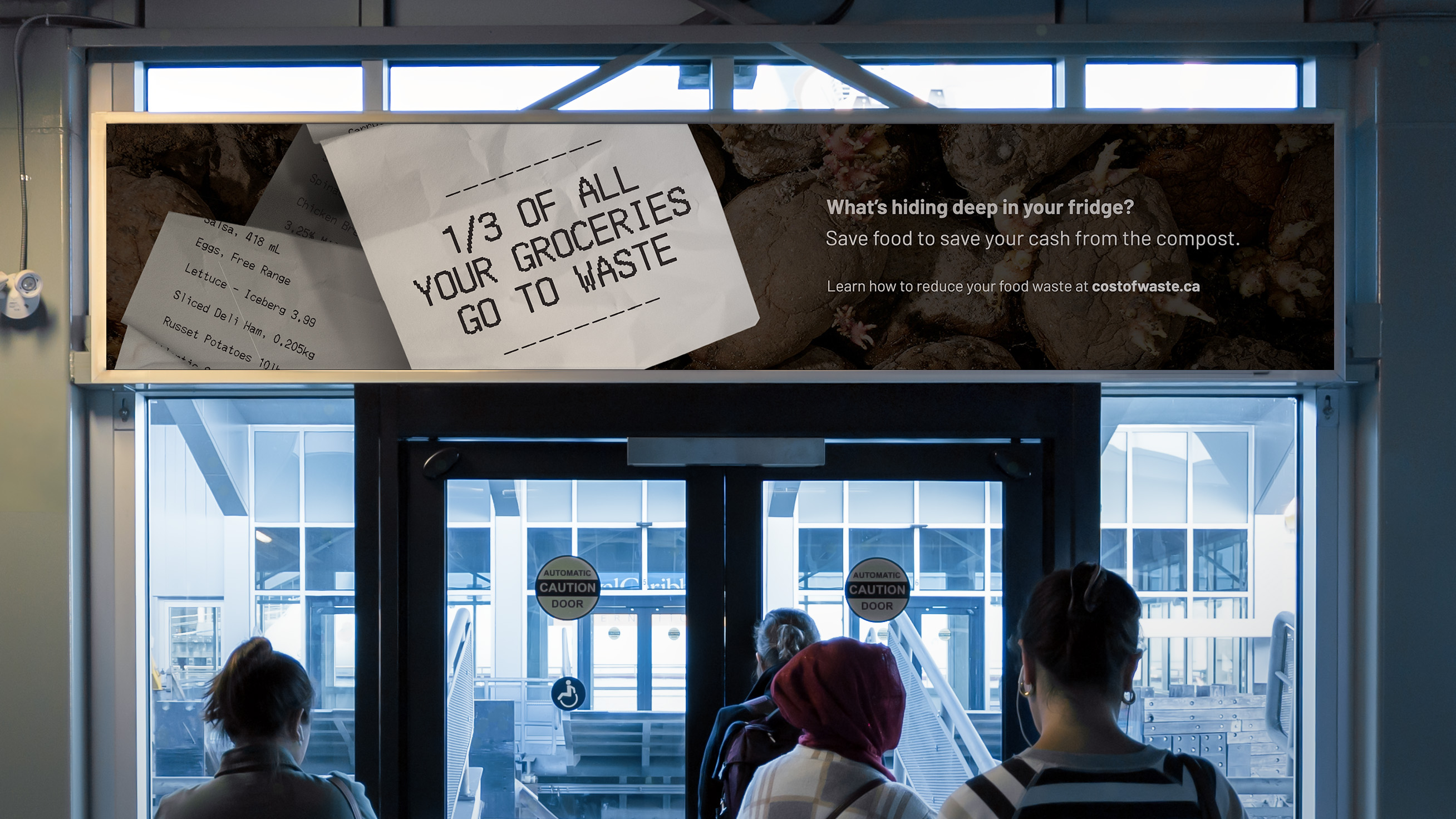 Mockup of Cost of Waste poster in horizontal format on a sign